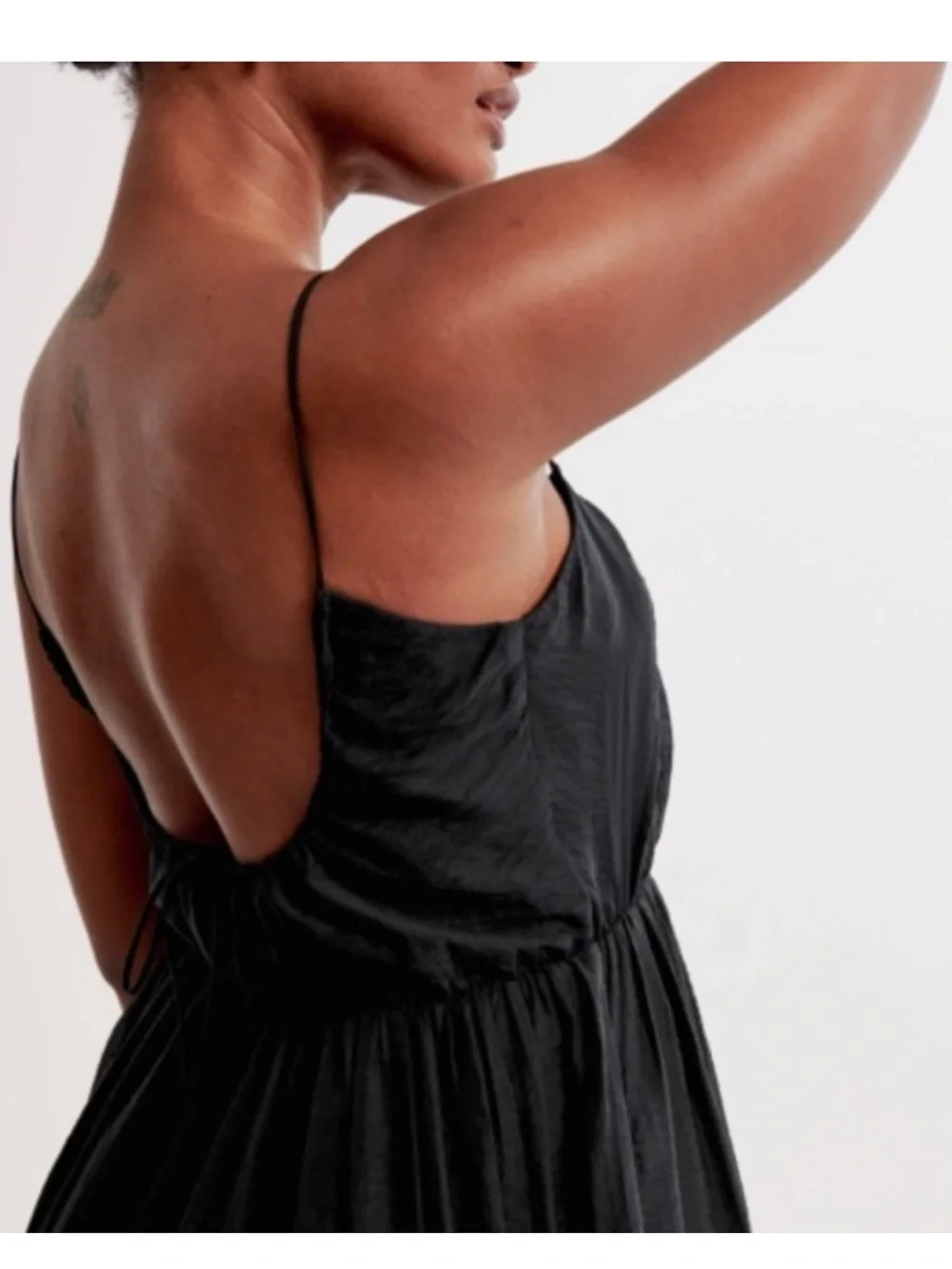 NWT Abercrombie & Fitch Low Back Tiered Maxi Black Cotton Sundress Small Tall